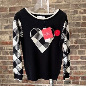 Charter Club Black and White Heart Sweater